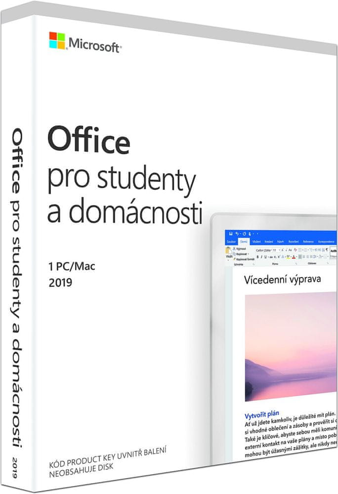 Levně Microsoft Office 2019 pro domácnosti a studenty (79G-05146) - elektronická licence, pouze k PC