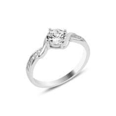 Klenoty Amber Stříbrný prsten s velkým čirým zirkonem Velikost: 54