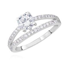 Klenoty Amber Stříbrný prsten s bílým zirkonem Velikost: 49