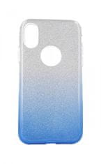 FORCELL Pouzdro iPhone XS glitter stříbrno-modré 48643