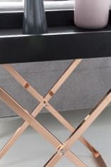 Bruxxi Servírovací stolek Lola, 61 cm, černá / měděná