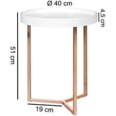 Bruxxi Odkládací stolek Lebron, 51 cm, bílá