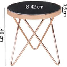 Bruxxi Odkládací stolek Lola, 42 cm, černá / měděná