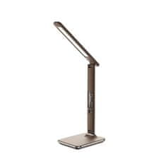 Solight  LED stolní lampička s displejem 9W/3000K-6000K/500Lm, hnědá