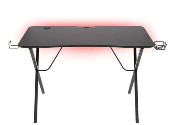 Herní stůl Genesis Holm 200, RGB LED, černý (NDS-1606), stůl na hraní s bezdrátovou nabíječkou, USB rozbočovačem