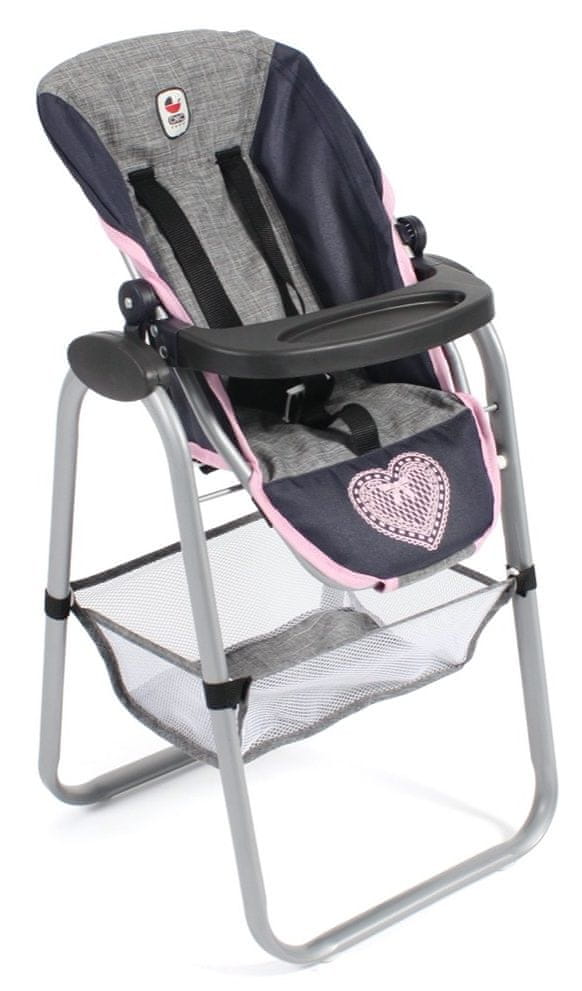 Levně Bayer Chic Jídelní židlička pro panenku modro šedivo růžová