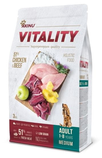 Akinu VITALITY dog adult medium chicken & beef 3 kg