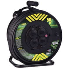 Emos  Profi prodlužovací kabel na bubnu - 4 zásuvky, 50m, 3 x 2,5mm, guma, IP44, černý