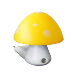 ACA Lightning  LED dětská noční lampička do zásuvky Muchomůrka žlutá 0,4W/230V/6400K, soumrakový senzor