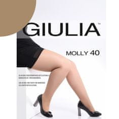 Giulia - nadměrné dámské elastické zkrácené punčocháče s klínem MOLLY 40 DEN, cappuccino, 2XL