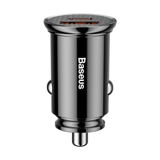 BASEUS Circular USB / USB-C 30W autonabíječka, černá