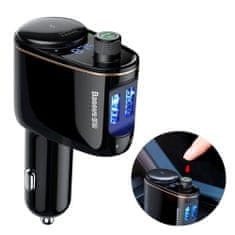 BASEUS Locomotive Bluetooth FM Transmitter MP3 autonabíječka 2x USB 3.4A, černá