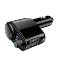 BASEUS Locomotive Bluetooth FM Transmitter MP3 autonabíječka 2x USB 3.4A, černá
