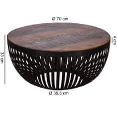 Bruxxi Konferenční stolek Gia, 70 cm, hnědá