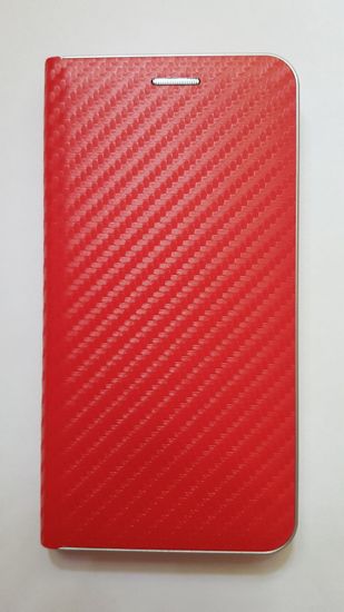 R2Invest Kožené pouzdro CARBON pro Samsung Galaxy J6+ J610 - červené