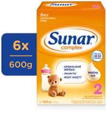 Sunar Complex 2, pokračovací kojenecké mléko, 6x600g