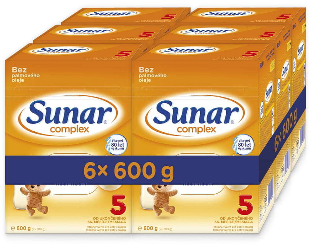 Levně Sunar Complex 5 dětské mléko, 6 x 600 g