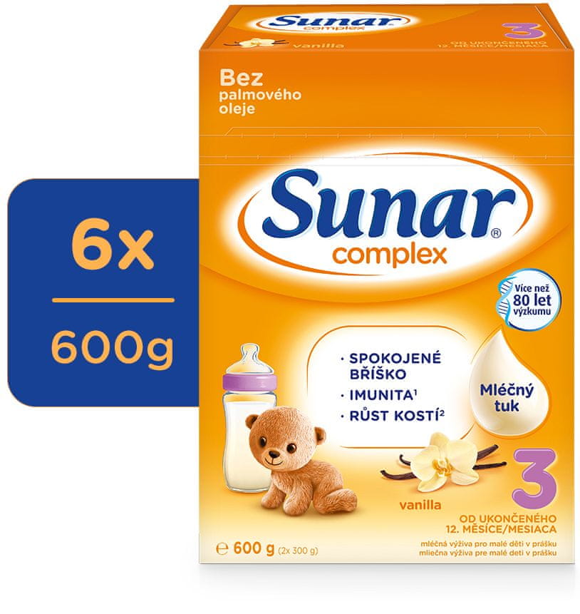 Levně Sunar Complex 3 batolecí mléko vanilka, 6 x 600 g