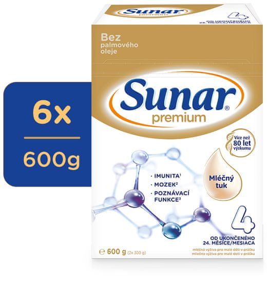 Sunar Premium 4, batolecí mléko, 6x600g
