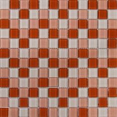 Maxwhite Mozaika H11+H13+H15 skleněná červená světlá růžová krémová 29,7x29,7cm sklo