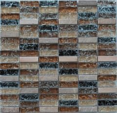 Maxwhite Mozaika JSM-BL009 skleněná kámen hnědá béžová 29,7x29,7cm sklo kamenná