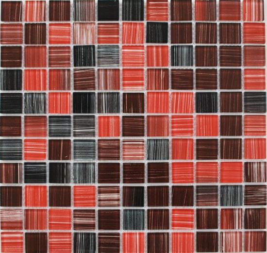 Maxwhite Mozaika JSM-CH001 skleněná červená hnědá černá 29,7x29,7cm sklo