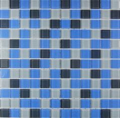 Maxwhite Mozaika ASHS036 skleněná modrá - šedá 29,7x29,7cm sklo