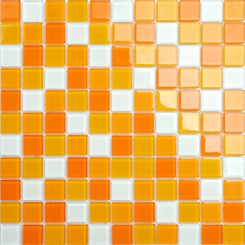Maxwhite Mozaika CH4008PM skleněná bílá oranžová 30x30cm sklo