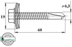 LanitPlast Šroub do železa TEX 6,3 x 60 mm šestihranná hlava (10 ks)