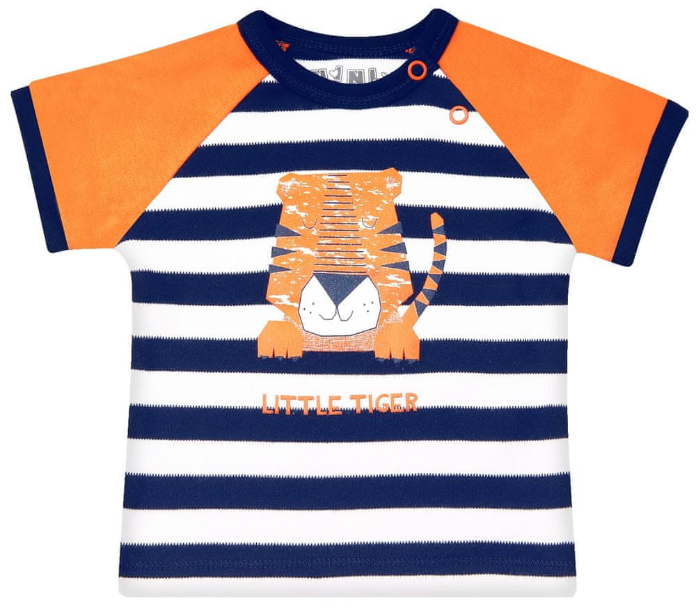 Nini chlapecké tričko z organické bavlny 68 tmavě modrá/oranžová