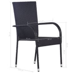 Vidaxl Stohovatelné zahradní židle 2 ks polyratan černé
