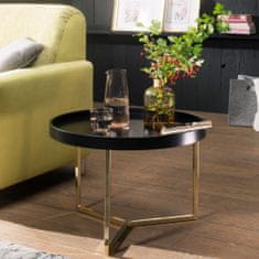Bruxxi Odkládací stolek Hira, 58,5 cm, černá / zlatá