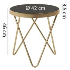 Bruxxi Odkládací stolek Cala, 46 cm, černá / zlatá