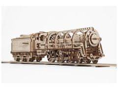 UGEARS 3D mechanické puzzle Parní lokomotiva s vagónem 443 ks