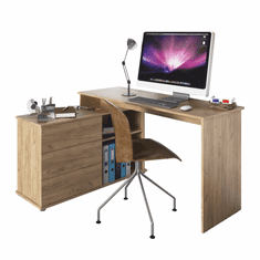 KONDELA Univerzální rohový PC stůl, dub artisan, TERINO
