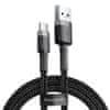 Cafule kabel USB / USB-C Quick Charge 3.0 2m, černý/šedý