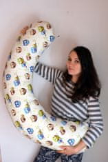 KHC Kojící těhotenský relaxační polštář Miki Obrovský 240 cm Hvězdy na šedé Pratelný potah Duté vlákno