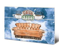 CurePink Obraz - malba na dřevě Friends|Přátelé: Central Perk Sofa (20 cm x 29,5 cm)