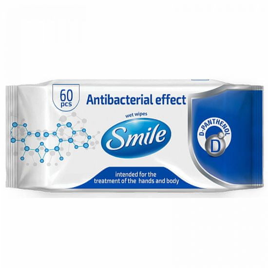 SMILE Vlhčené ubrousky antibakteriální s D-Panthenolem 60 ks