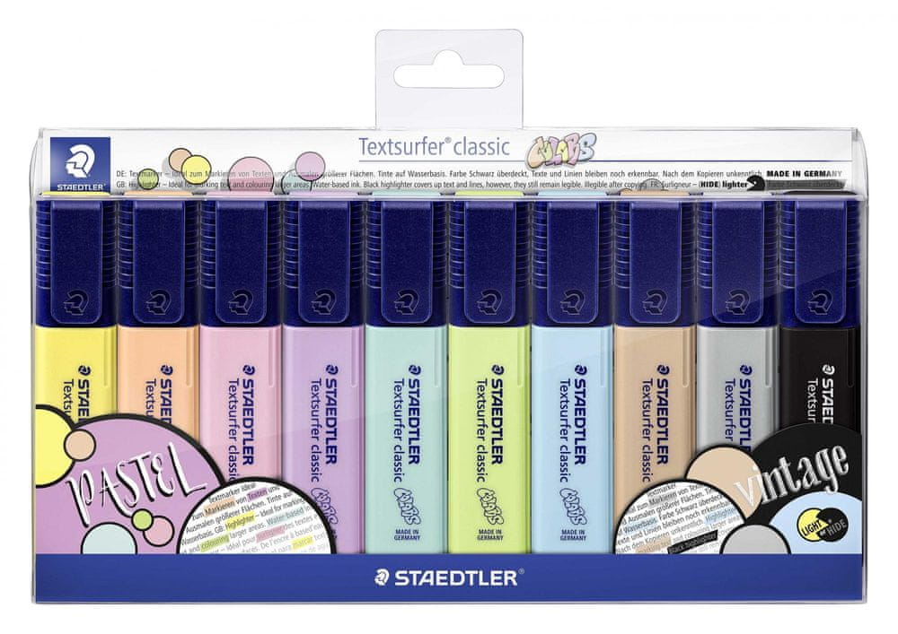 Staedtler Zvýrazňovače Textsurfer Classic Pastel, sada 10 různých barev