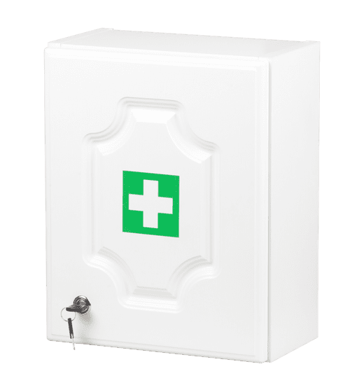ŠTĚPAŘ Nástěnná lékárnička dřevěná pro 5 osob LUX bílá