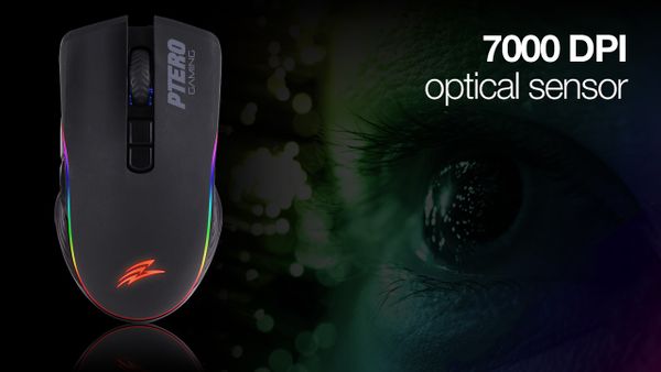 Herní myš Evolveo Ptero GMX100 optický senzor RGB podsvícení programovatelná tlačítka makra