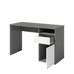 KONDELA PC stůl, tmavě šedá-grafit/bílá, BILI