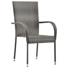 Greatstore Stohovatelné zahradní židle 2 ks šedé polyratan