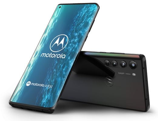 Motorola Edge, velký zaoblený OLED displej, Full HD+, HDR10, Gorilla Glass 5