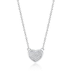 Klenoty Amber Luxusní stříbrný náhrdelník srdce zaplněné zirkony