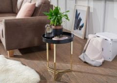 Bruxxi Odkládací stolek Hira, 51 cm, černá / zlatá