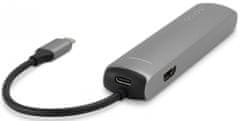 EPICO USB Type-C HUB SLIM (4K HDMI & Ethernet) 9915112100019, stříbrný, černý kabel