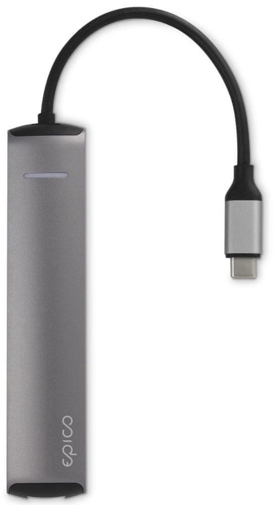 EPICO USB Type-C HUB SLIM (4K HDMI & Ethernet) 9915112100017, šedý, černý kabel