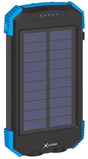 XLAYER Powerbank PLUS Solar Qi Wireless 10 000 mAh, černá/modrá 217168